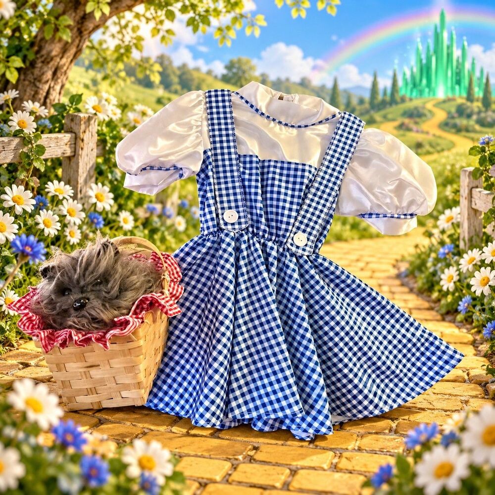 Rubies Dorothy Wizard of Oz Costume Girls XS 4 5 Dress Plush Toto Dog Basket NWT